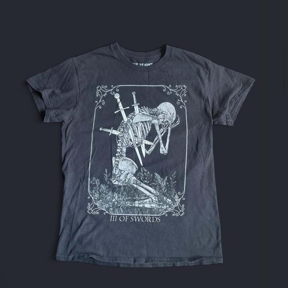 Goth Tarot Shirt Women’s Small Halloween Skeleton
